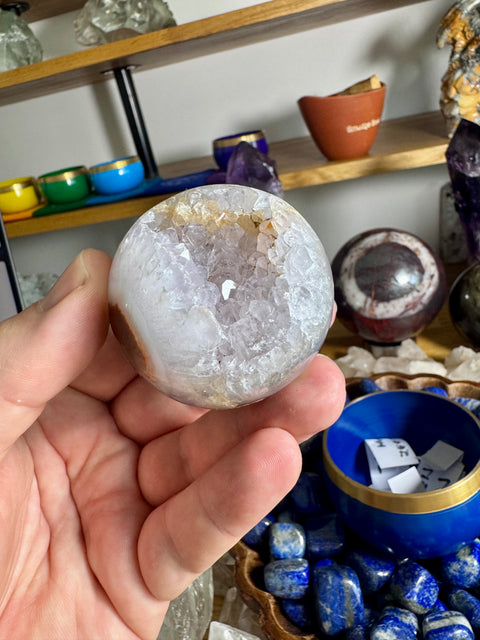 Rare Plume Agate With Amethyst Sphere - Natures Embrace - Crystals & Reiki