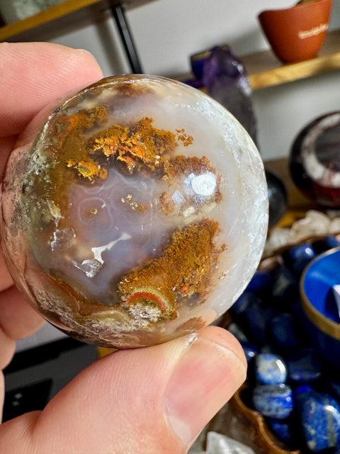 Rare Plume Agate With Amethyst Sphere - Natures Embrace - Crystals & Reiki