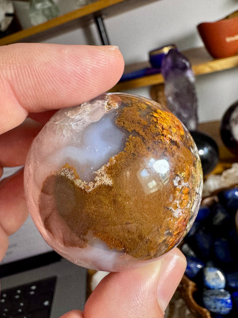 Rare Plume Agate With Amethyst Sphere - Natures Embrace - Crystals & Reiki
