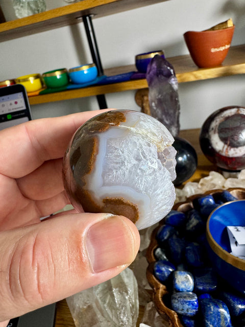 Rare Plume Agate With Amethyst Sphere - Natures Embrace - Crystals & Reiki