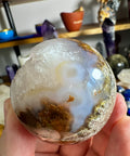 Rare Plume Agate With Amethyst Sphere - Natures Encapsulated - Crystals & Reiki