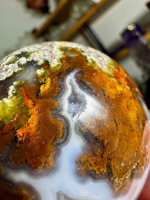 Rare Plume Agate With Amethyst Sphere - Natures Encapsulated - Crystals & Reiki