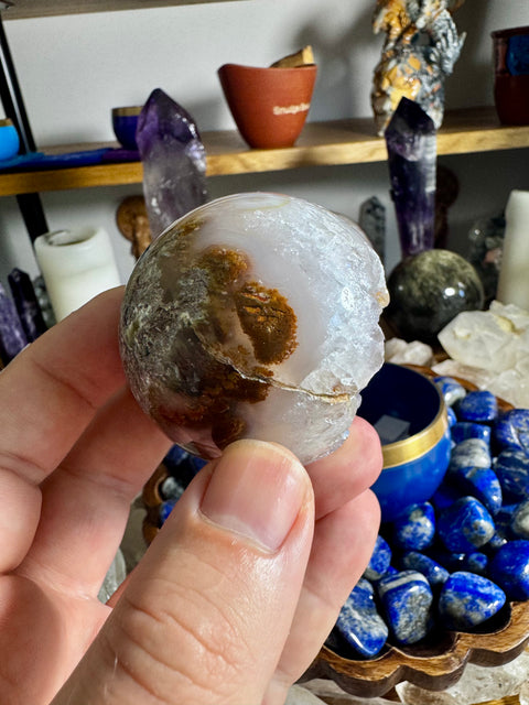 Rare Plume Agate With Amethyst Sphere - Natures Encapsulated - Crystals & Reiki