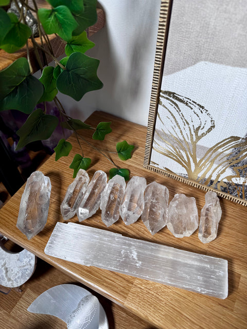 Reiki-Infused Himalayan Quartz & Selenite Healing Set – Chakra Balancing Power - Crystals & Reiki