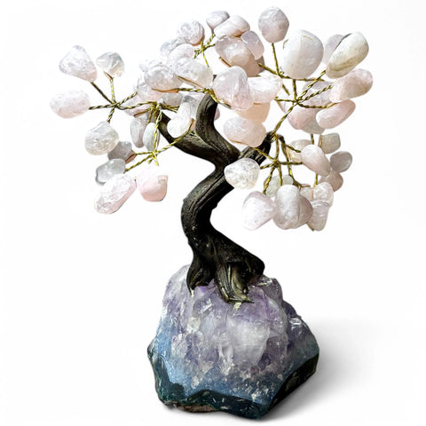 Rose Quartz & Amethyst Crystal Tree 20cm - Radiate Love - Crystals & Reiki