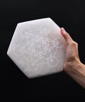 Selenite (Satin Spar) Hexagonal Charging Plate & Crystal Grid – 18cm - Crystals & Reiki