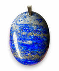 Blue and silver pendant on a white background