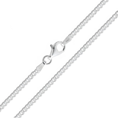 Sterling Silver Curb Chain Necklace - Italian High Quality - Crystals & Reiki