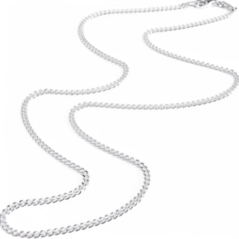 Sterling Silver Curb Chain Necklace - Italian High Quality - Crystals & Reiki