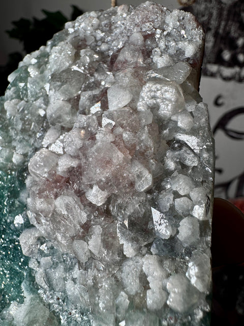 Super Rare Emerald Green Druzy Chalcedony & Calcite – Vibrant Heart Energy & Elemental Joy - Crystals & Reiki