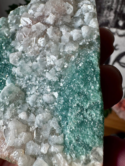 Super Rare Emerald Green Druzy Chalcedony & Calcite – Vibrant Heart Energy & Elemental Joy - Crystals & Reiki