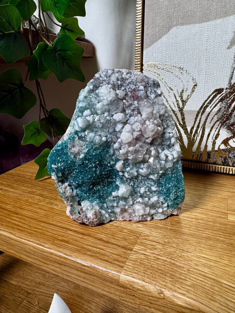 Super Rare Emerald Green Druzy Chalcedony & Calcite – Vibrant Heart Energy & Elemental Joy - Crystals & Reiki