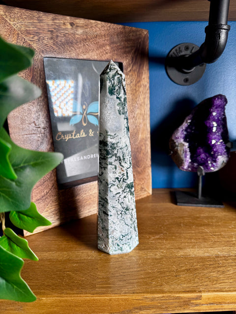 Tree Agate Point - Stimulates Heart Chakra Energy - Crystals & Reiki