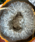 Warring States Agate Geode with Clear Druzy Quartz and Fiery Banding for Protection and Spiritual Awakening - Crystals & Reiki