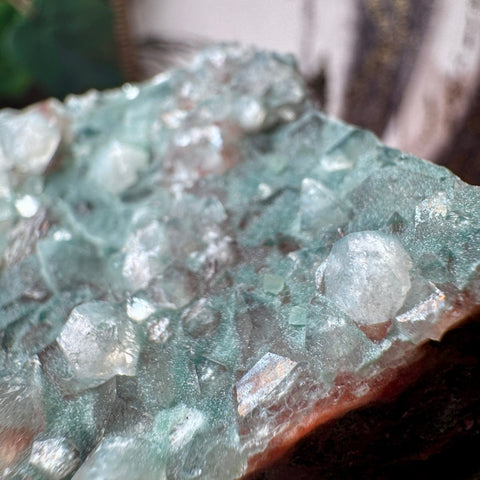 Super Rare Green Druzy Chalcedony with Apophyllite & Calcite 104g - Crystals & Reiki