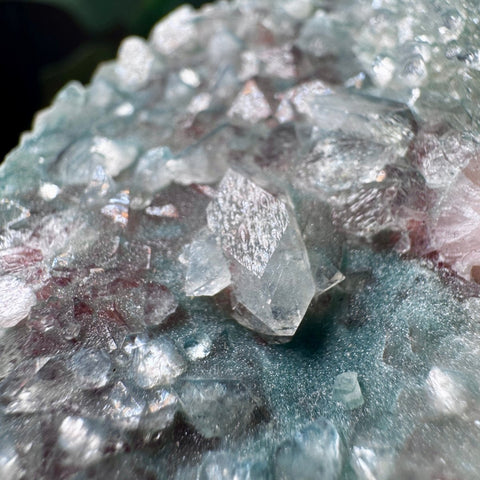 Super Rare Green Druzy Chalcedony with Apophyllite & Calcite 104g - Crystals & Reiki