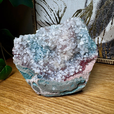 Super Rare Green Druzy Chalcedony with Apophyllite - Crystals & Reiki