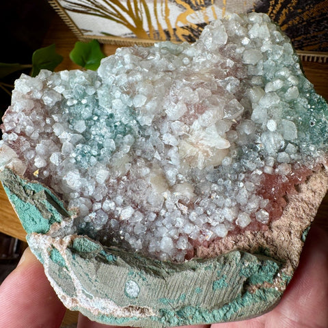 Super Rare Green Druzy Chalcedony with Apophyllite - Crystals & Reiki