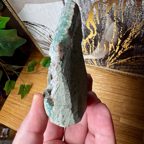 Super Rare Green Druzy Chalcedony with Apophyllite - Crystals & Reiki