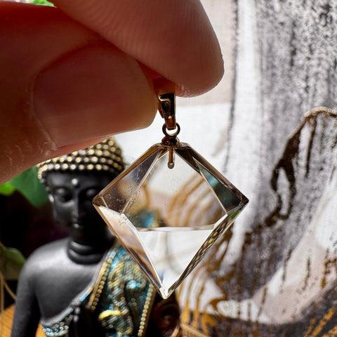 Genuine Faceted Citrine Pendant with 18 Carat Gold Plated Loop 6.14g AA Grade - Crystals & Reiki