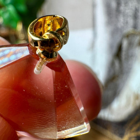 Genuine Faceted Citrine Pendant with 18 Carat Gold Plated Loop 6.14g AA Grade - Crystals & Reiki