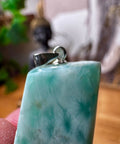 Genuine Larimar Pendant 8.83g with 925 Sterling Silver Hoop - Crystals & Reiki