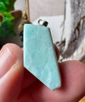 Genuine Larimar Pendant 8.83g with 925 Sterling Silver Hoop - Crystals & Reiki