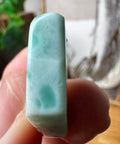 Genuine Larimar Pendant 8.83g with 925 Sterling Silver Hoop - Crystals & Reiki