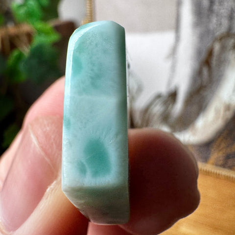 Genuine Larimar Pendant 8.83g with 925 Sterling Silver Hoop - Crystals & Reiki