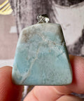 Genuine Larimar Pendant 11.31g with 925 Sterling Silver Hoop - Crystals & Reiki