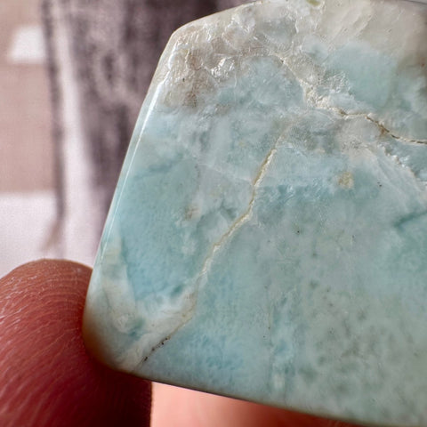 Genuine Larimar Pendant 11.31g with 925 Sterling Silver Hoop - Crystals & Reiki