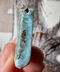 Genuine Larimar Pendant 13.26g with 925 Sterling Silver Hoop - Crystals & Reiki
