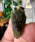 Genuine Moldavite Pendant 6.12g with 18ct Gold Plated Chain Hoop - Crystals & Reiki