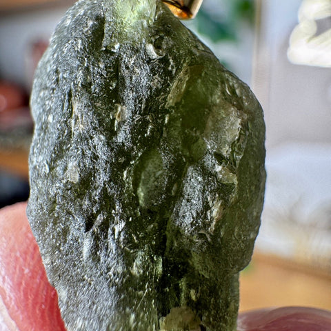 Genuine Moldavite Pendant 6.12g with 18ct Gold Plated Chain Hoop - Crystals & Reiki