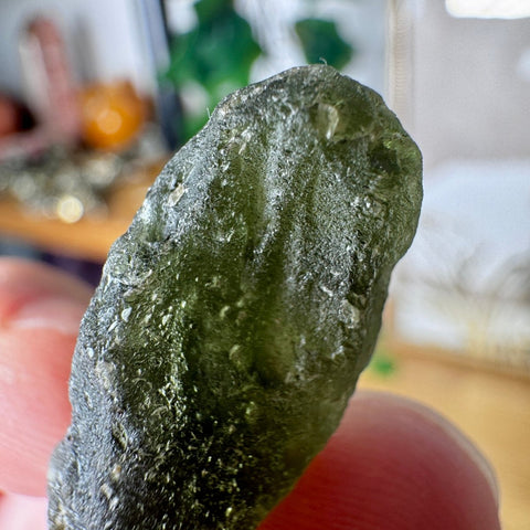 Genuine Moldavite Pendant 6.12g with 18ct Gold Plated Chain Hoop - Crystals & Reiki