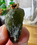 Genuine Moldavite Pendant 6.12g with 18ct Gold Plated Chain Hoop - Crystals & Reiki