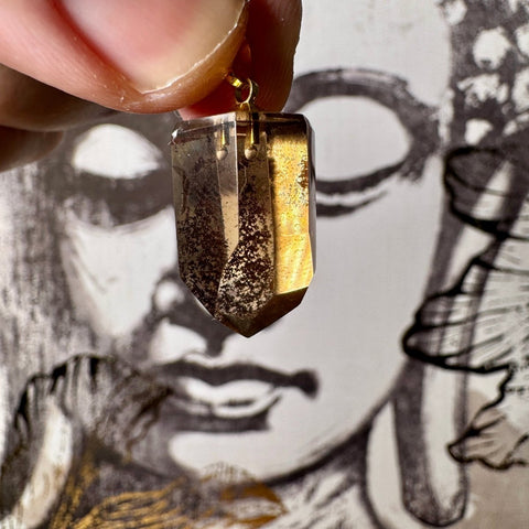 Genuine Honey Citrine Pendant Faceted with 18ct Gold Plated Loop – 7.31g | AA Grade - Crystals & Reiki