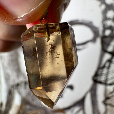 Genuine Honey Citrine Pendant Faceted with 18ct Gold Plated Loop – 7.31g | AA Grade - Crystals & Reiki