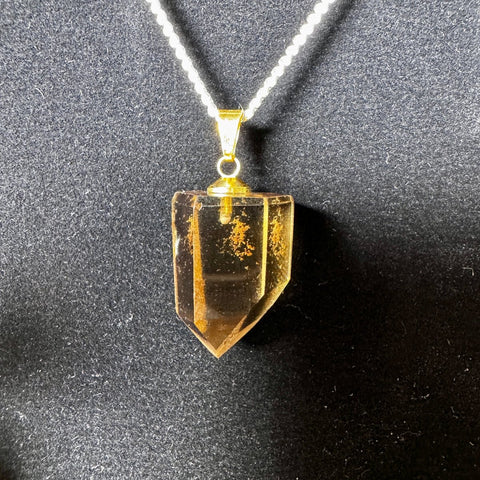 Genuine Honey Citrine Pendant Faceted with 18ct Gold Plated Loop – 7.31g | AA Grade - Crystals & Reiki