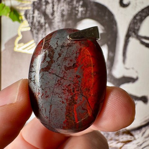 Hematite & Red Jasper (Jaspilite) Pendant One - Crystals & Reiki