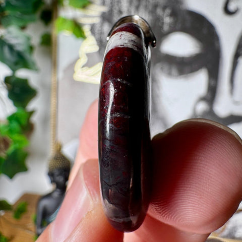 Hematite & Red Jasper (Jaspilite) with Quartz Pendant Four - Crystals & Reiki
