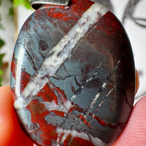 Hematite & Red Jasper (Jaspilite) with Quartz Pendant Four - Crystals & Reiki