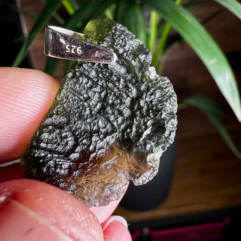 Moldavite Pendant (8.00g) | Sterling Silver Setting | Peak Energetic Shield - Crystals & Reiki