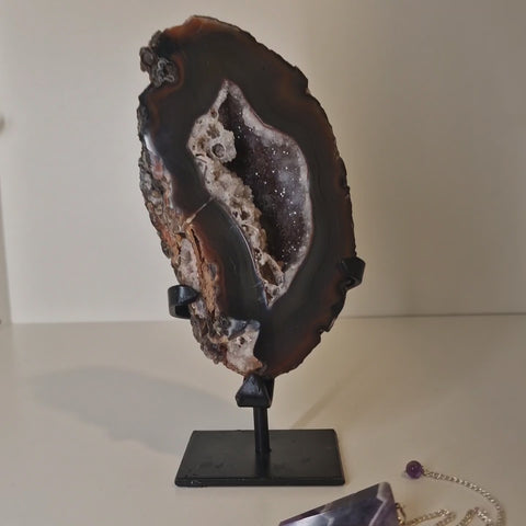 Video of Agate Druzy Geode with Stand