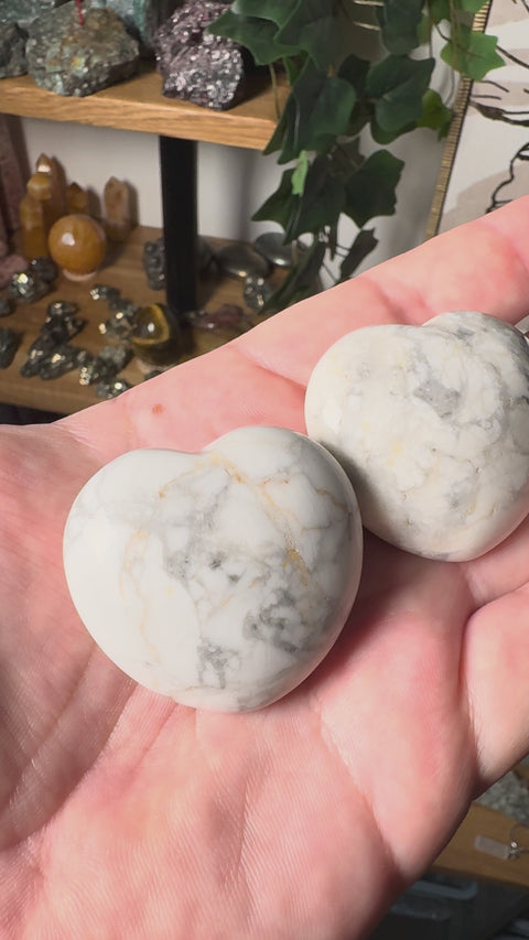 Howlite Hearts – Calming Stones of Compassion & Peace – Approx. 60g Each