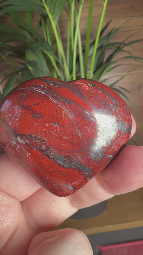 Hematite & Red Jasper (Jaspilite) Heart – Strength, Passion & Grounded Love | 106g