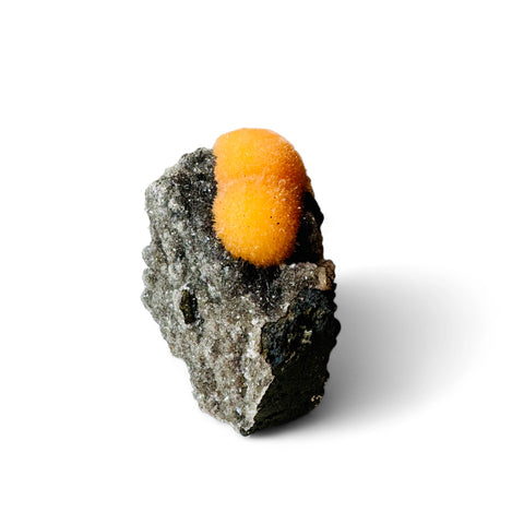 Super Rare Orange Thomsonite on Black Sparkling Chalcedony - Crystals & Reiki